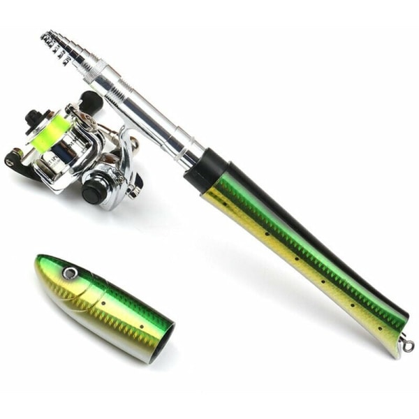 Verktygsväska Bärbar Fiskespö Pen Mini Pocket Fiskespö med Spinning Kit för resor Saltvatten sötvattensfiske, Modell: Glasfiber 1,4m