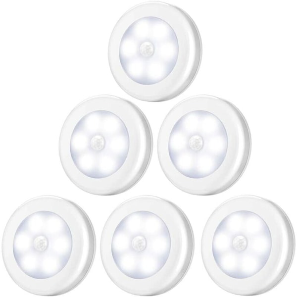 LED-garderob/skåpbelysning 6 nattljus Garderobsljus med magnetisk bas LED-rörelsesensorbelysning slivery