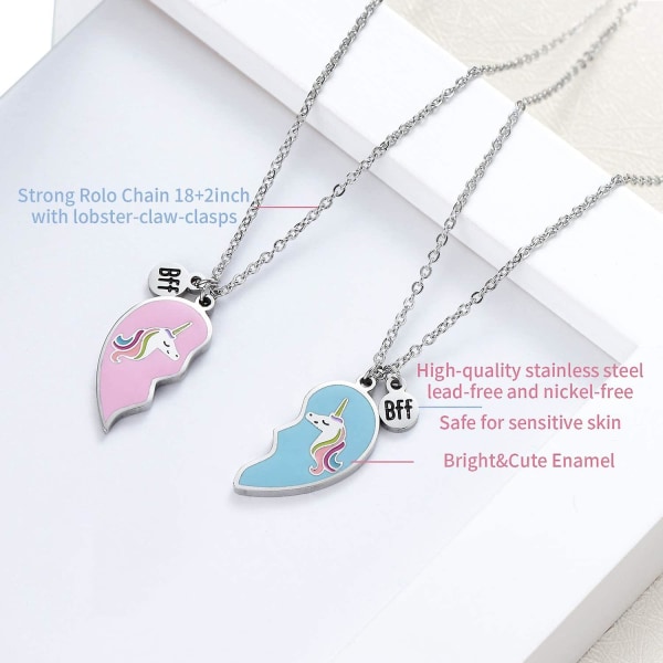 Födelsedagspresenter till bästa vän systrar hjärta halsband Bff Unicorn smycken presenter till vänner eller roliga systrar gåvor