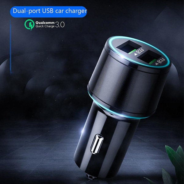 Usb-c billaddare, Quick Charge 3.0 Dual USB Rapid billaddare-svart