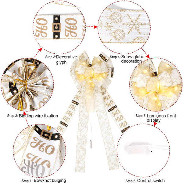 DIY-band med glödande båge för julgranstopp, juldekoration för hem och trädgård a