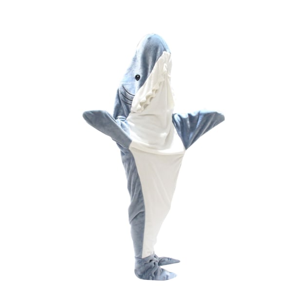 Shark Onesie bärbar filt Supermjuk och bekväm flanellhuvtröja L