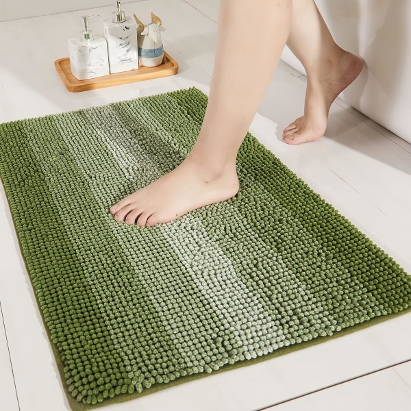 Bekväm duschmatta, supermjuk och halkfri badrumsmatta speciellt designad för maskintvättbara och absorberande duschmattor green