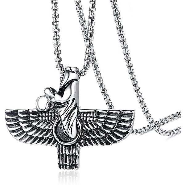 Herr antikt rostfritt stål Achaemenid Empire Symbol Ahura Mazda hänge Religiös