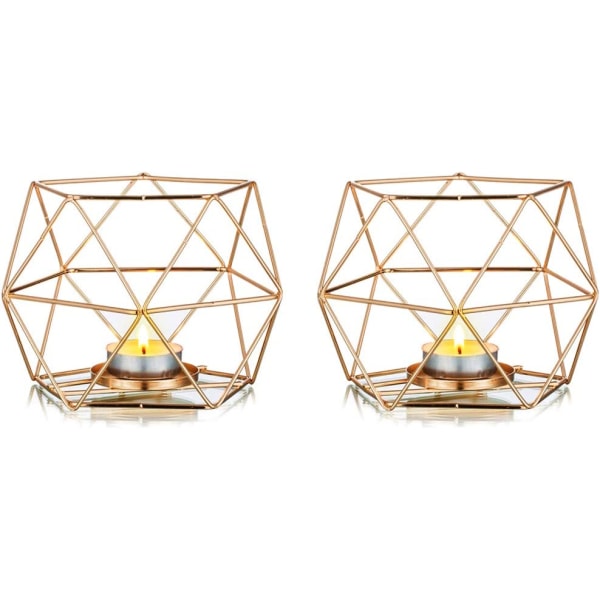Guldljusstake Set med 2 geometriska stickljusstakar