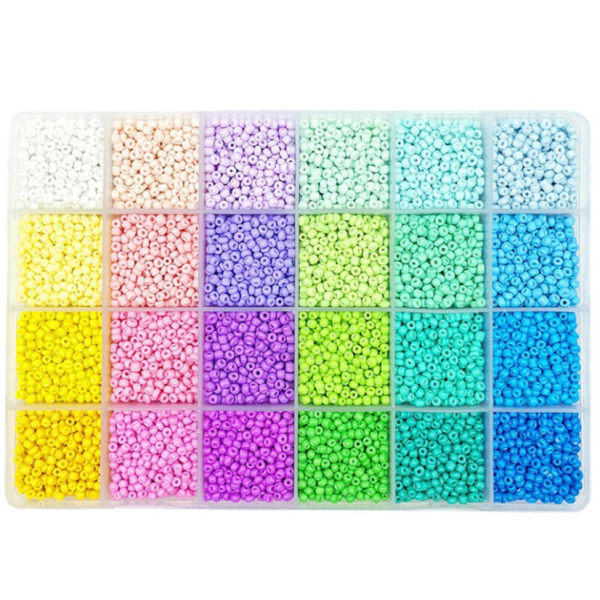 24 platser Multicolor Paint Beads Glaspärlor Set Box Pärlor för DIY-armband och halsband