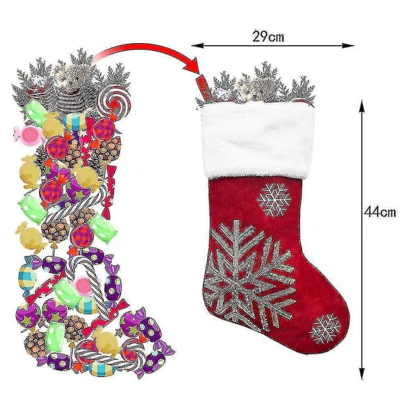 Julstrumpor presentpåse Snowflake Älg Flanell broderade strumpor