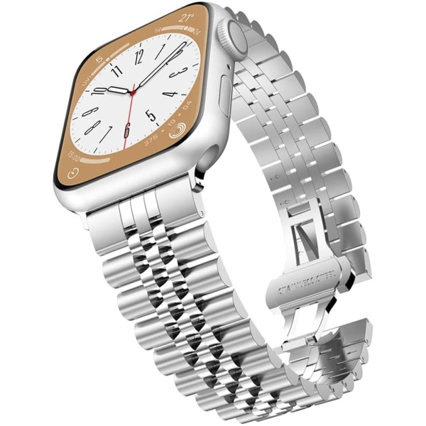 Kompatibel med Apple Watch -armband 45 mm 44 mm 42 mm , watch för damer i rostfritt stål i metall silver