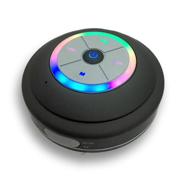 Rainbow Led Bluetooth duschhögtalare med FM-radio och stark sugkopp, Ipx5 bärbar vattentät högtalare black