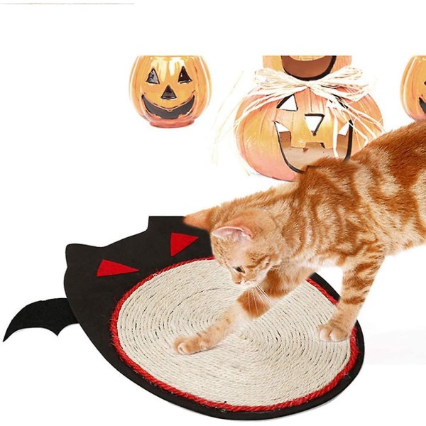 Kattskrapsmatta Halloween fladdermusform Golvskrapdyna Sisal Hampamatta Kattunge slipande kloleksak för mattor och soffor