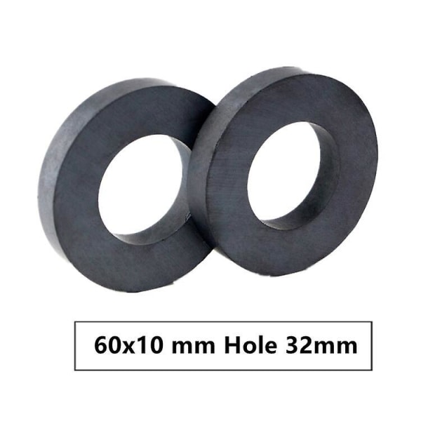 1st/lot Y30 Ring Ferrit Magnet 60*10 Mm Hål 32mm Permanent Magnet 60mm X 10mm Svart Rund Högtalarmagnet 60x10