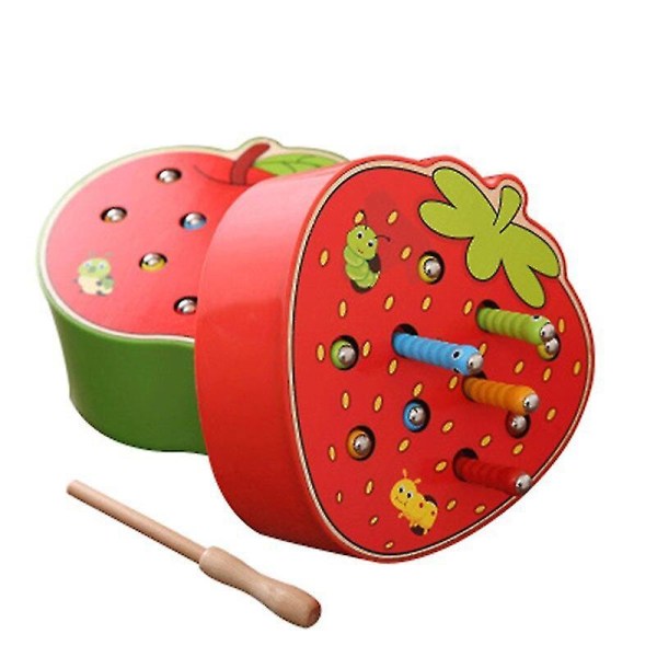 Baby Trä 3d-pussel Pedagogiska leksaker för tidig barndom Montessori Magnetic Strawberry Apple Gam