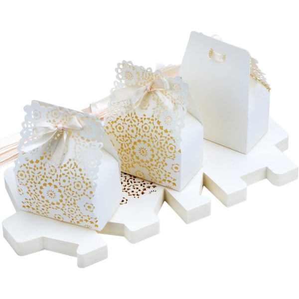 Hollow Paper Candy Box Blommönster Bröllop Favor Boxes 30st