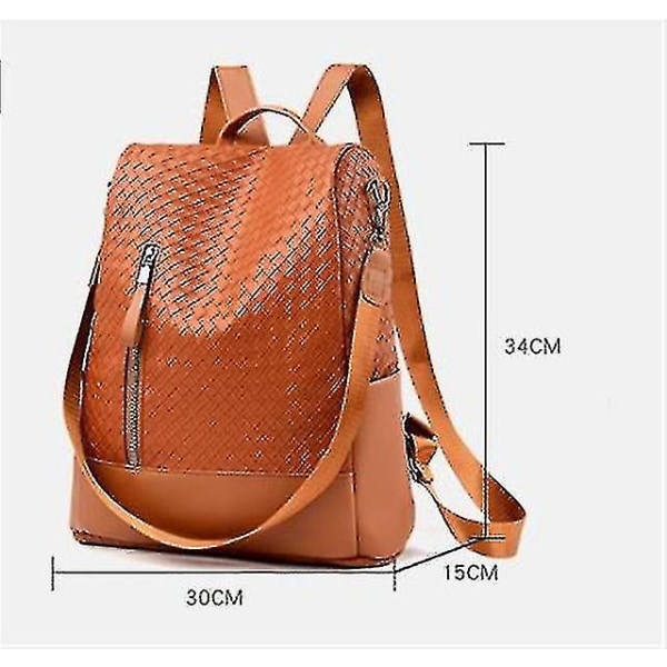Ryggsäck dam 2021 Ny vintage mode vävd handväska med en axel Fritid Stor kapacitet Stöldskyddsryggsäck black