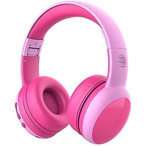 Bluetooth hörlurar för barn med 85 db begränsad volym, trådlösa Bluetooth hörlurar för barn, hopfällbara Bluetooth stereo-over-ear-headset för barn - rosa