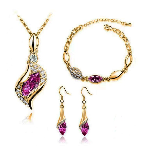 Delikat halsband modehängande smycken set kvinnor presenter purple