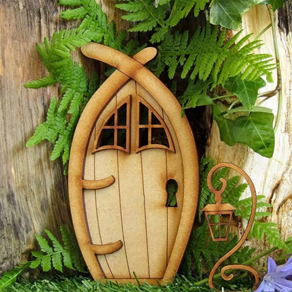 Trä 3D dockskåp Tillbehör Fairy Country Cottage Trä Fairy Door Craft Kit Ornament Ornament