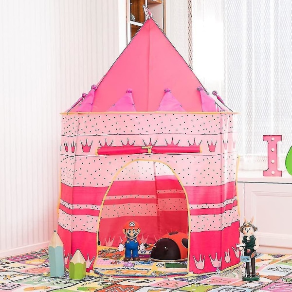 Barn prinsesstält teater tjej överdimensionerad jurta leksak slott baby vikning pink