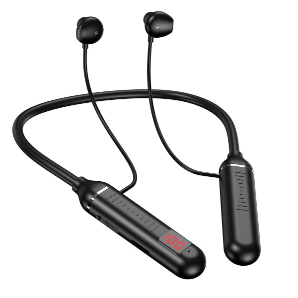 128gb Q90 trådlöst sporthalsmonterat Bluetooth -headset kan sättas in med digital display In-ear Ultralång batteritid Stereo brusreducering Fr