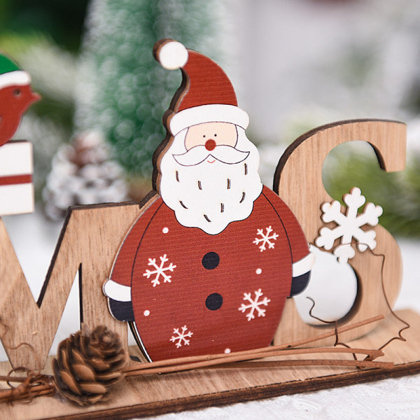 Jul trä brev prydnad kreativa skrivbord prydnad trä DIY dekoration för vardagsrum sovrum