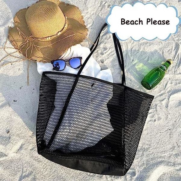 Dam Mesh Beach Tote Stor sommaraxelväska White