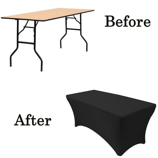 Set med 2 bordsdukar [6 fot, 183*76*76 cm] Skinny, tvättbar, rynkbeständig stretch rektangulära uteplatsdukar black