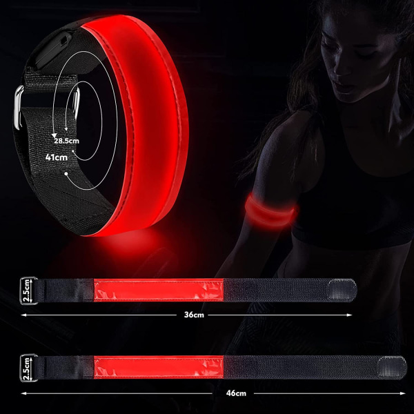 2st uppladdningsbara armband Glow armband för jogging red