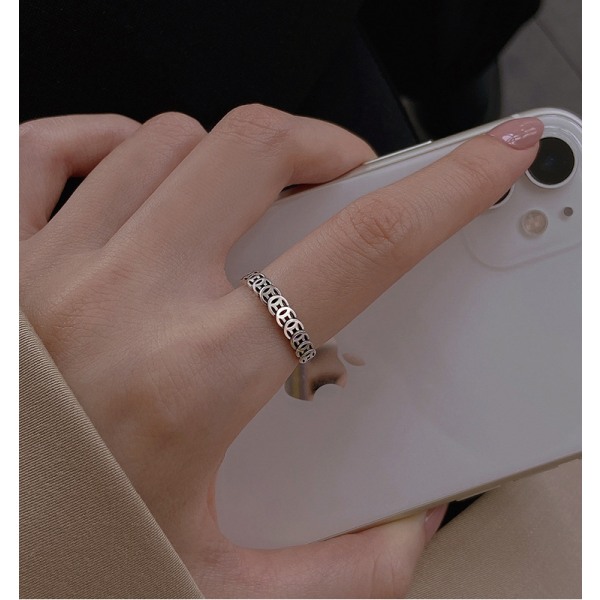 S925 Silver Retro Thai Silver Koppar Mynt Ring Fashionabla personlighetsdesign Sense Justerbara Handsmycken