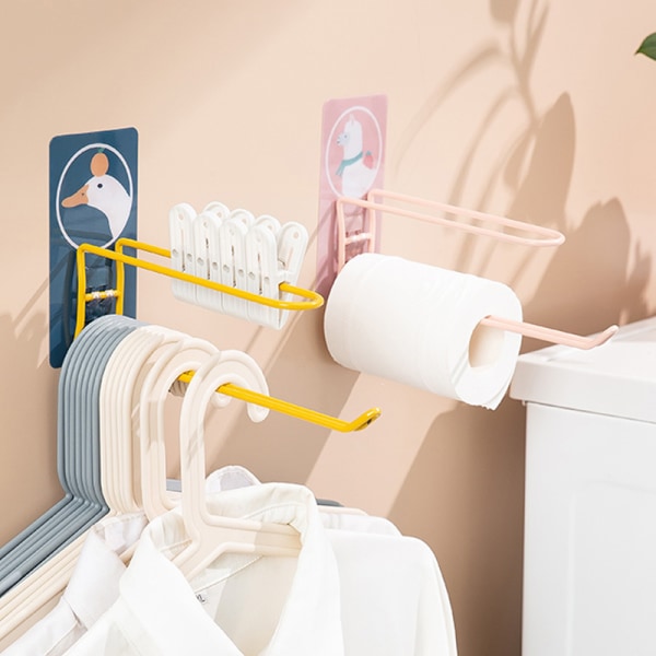 Multifunktionellt förvaringsställ Stansfritt kläder Väggfäste Hängare förvaringsställ för badrum