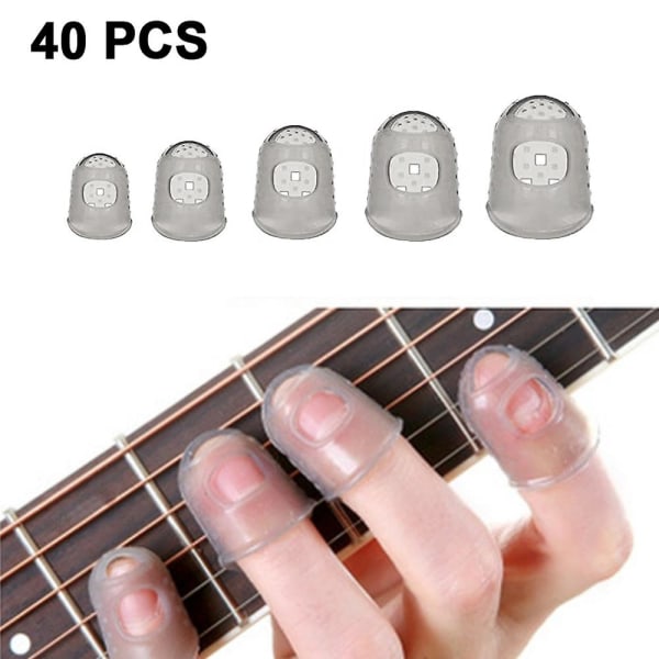 40 st Silikongitarrfingerskydd, gitarrfingertoppar, fingerskyddskåpor, gitarrfingertopsskydd, fingerskydd blue
