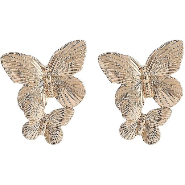 Creative Alloy Double Butterfly Örhängen Vintage Gold