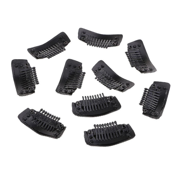 10 st/kit Snap Comb Clips för hårförlängning Inslag 35 mm- Vit/svart - Vit, 35 mm - Svart Svart