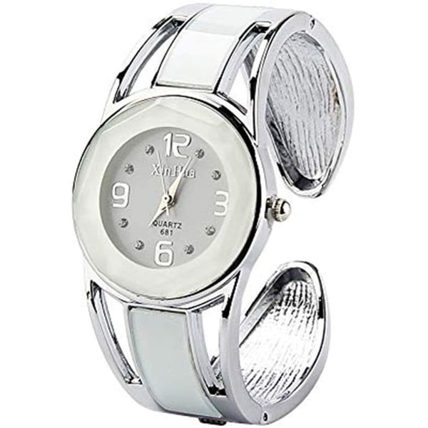 Watch Design Quartz Watch med Strassurtavla i rostfritt stål white