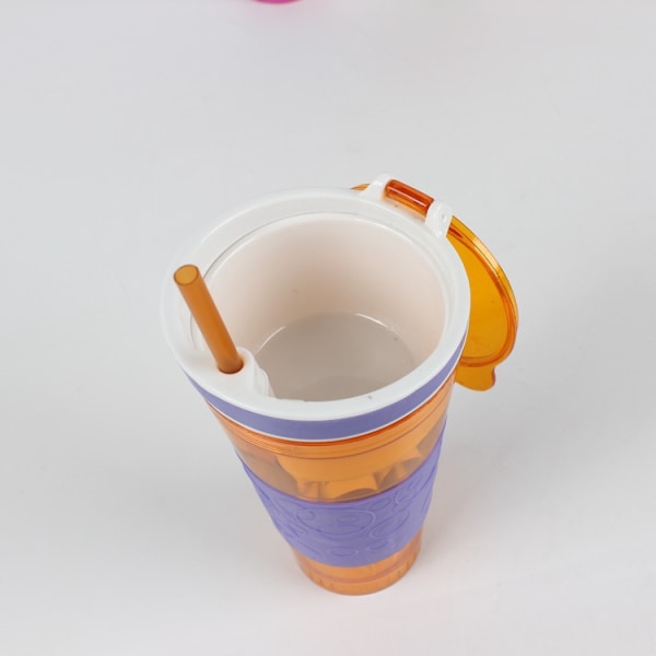 2 i 1 Milkshake fruktjuice omrörningsflaska Fruktdricksflaska med sugrör orange