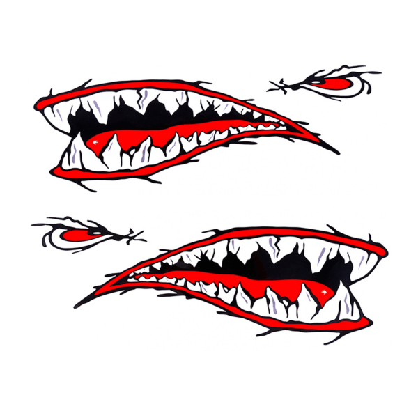 1 par hajtänder mun mun klistermärke Fiskebåt Kanot Bil Lastbil Kajak dekoration