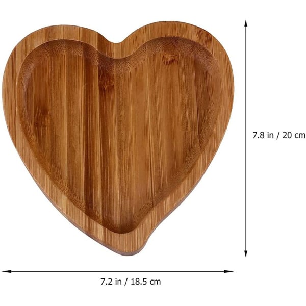 1 st Bambu träprylarbricka hjärtformad förvaring, 20*18,5 cm 20*18.5cm