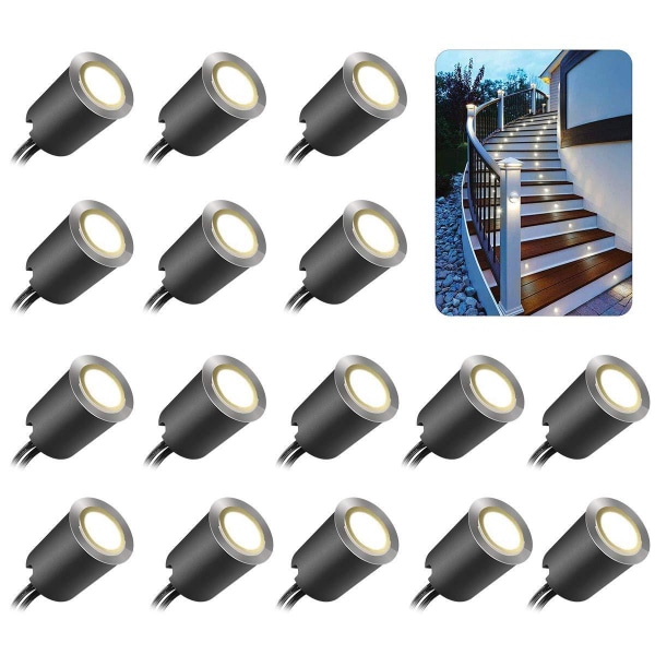 16 st infällda LED Deck Light Kits med skyddande skal 32mm,led landskapsbelysning Ip67 Vattentät