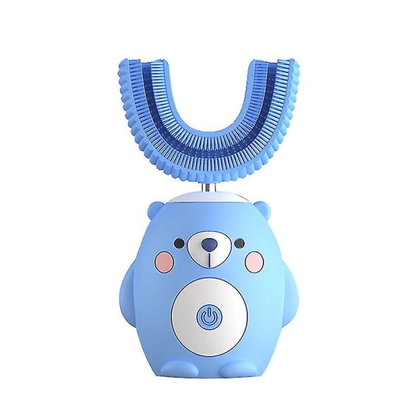 U-formad elektrisk tandborste för barn USB tandrengörare baby U-formad tecknad björn tandborstning artefakt blue