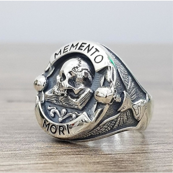 Memento Mori Skull Sterling Silver Ring Legering Electroplate Unisex Skull Ring 14