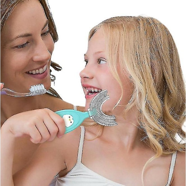 Mjuk U-form för barn 360 Grundrengörande tandborste för åldrarna 2~12 år yellow