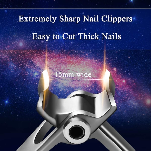 Nagelklippare för tjocka naglar, 15 mm tånagel stora klippare, silver
