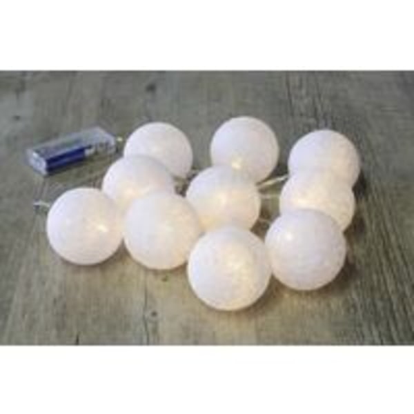 White Cotton Ball Light Garland - Vit