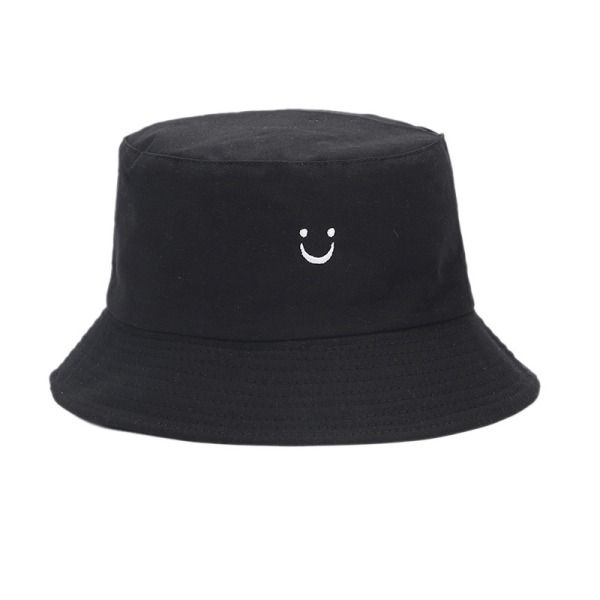 U leende ansikte dubbelsidigt bär fiskare hatt printed bassäng hatt män och kvinnor utomhus resor solhatt black