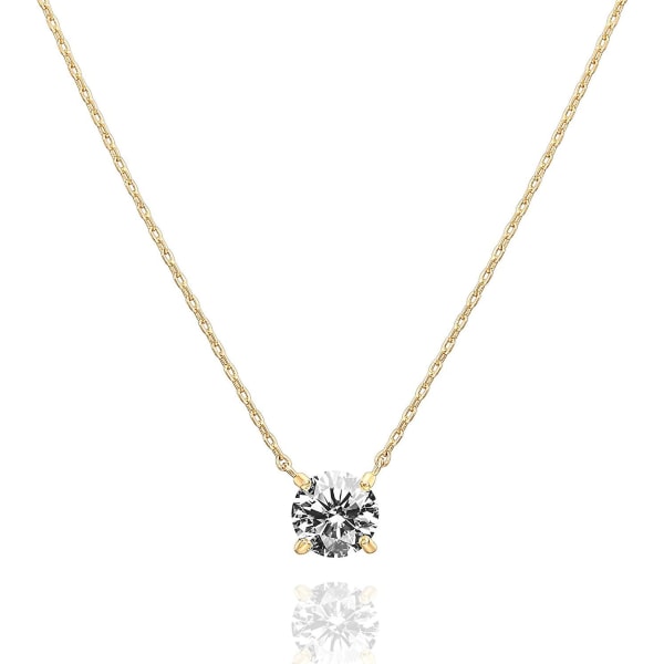 18k guldpläterad vit högkolhaltig diamant med fyra klor enkel nyckelbenskedja hängande halsband Gold color