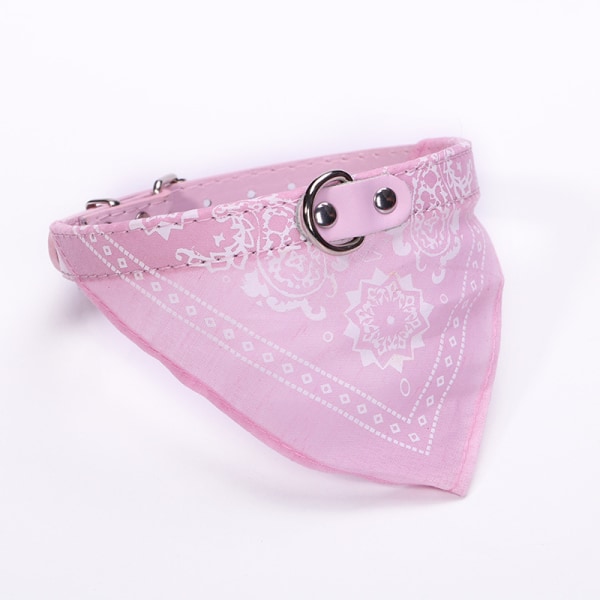 Hund Bandana Halsband Justerbar Cat Pet Halsduk Pu-halsband med printed triangulär pink