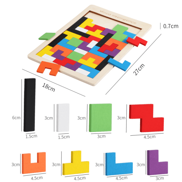 Tetris, träpussel undervisning lärande leksaker, pedagogiska leksaker
