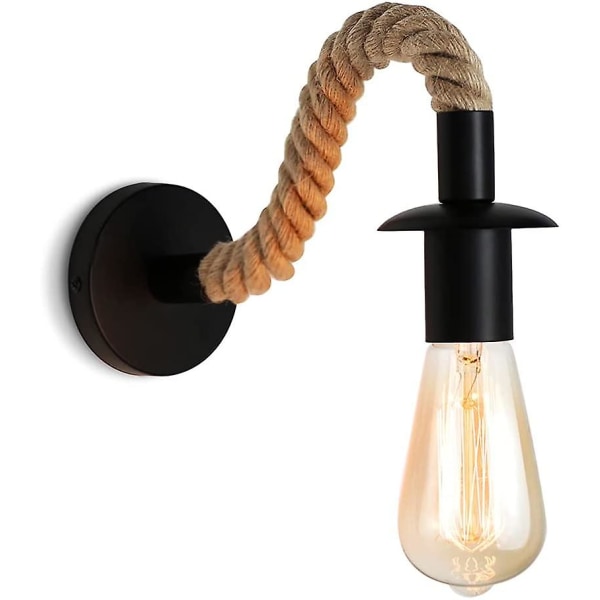 Hamp Rope Wall Light Retro Vägglampa Perfekt för loft, hallar eller sovrum E27 Lam