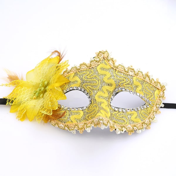 Dam Masquerade Mask Halloween Spets Ögonbindlar Carnival Ball yellow