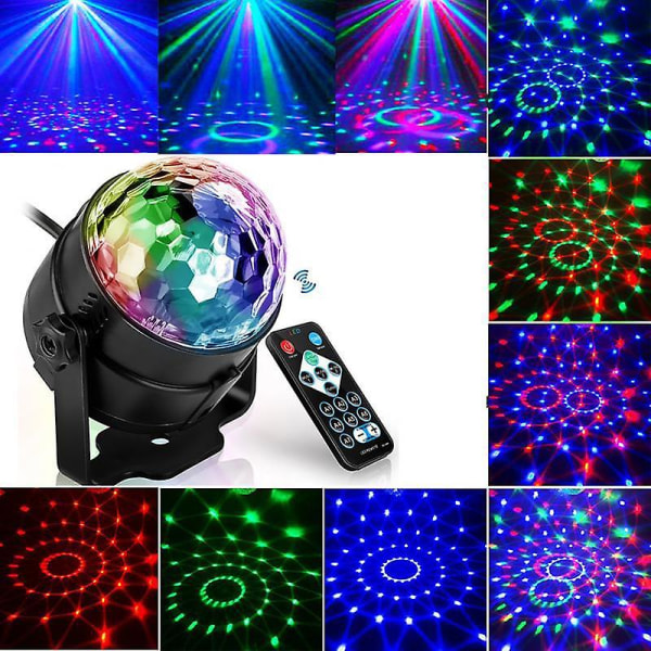 Fjärrkontroll LED små magic fläktar du kristall magic bollljus färgglada röstaktiverade roterande scenljus Europeiska bestämmelser