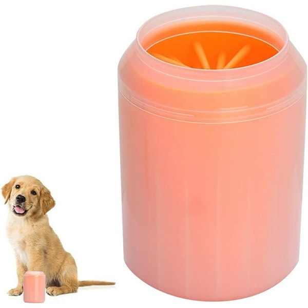 Hundkatt Puppy Paw Cleaner Bärbar avtagbar silikonborste Rengör sandsmutsspår för lera för aktivt husdjur (L. Orange) orange